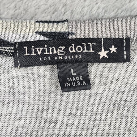 Living Doll Shirt Womens Large Gray Black Southwestern Long Sleeve Pullover Top - Picture 3 of 11